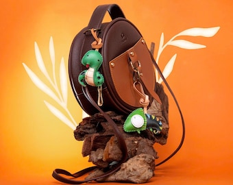 Microfiber Leather Animal Keychain Bag Charm - Hand-Sewn Purse Accessory