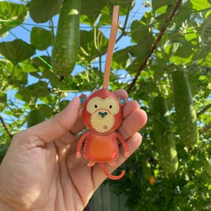 Monkey Bag Charm, Cute Animal Keychain, Unique Microfiber Keychain Gift, Small Bag Accessory,  Small Fun Key Chain