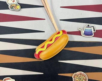 Hotdog Bag Charm: Microfiber Leather Foodie Keychain
