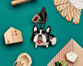 Frenchie Microfiber Bag Charm, Unique Bag Charm, Cute Key Chain, Handmade Bag Charm, Keychain Gift, Animal Keychain, French Bull Dog Charm