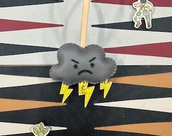 Thundercloud Leather Bag Charm: Handmade Keychain Gift