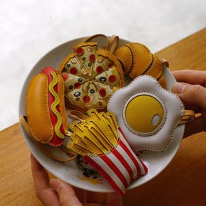 Foodie Collection Bag Charm - Food Lover&#39;s Bag Charm, Unique Microfiber Bag Charm, Handmade Bag Charm, Keychain, Unique Keychain Gift