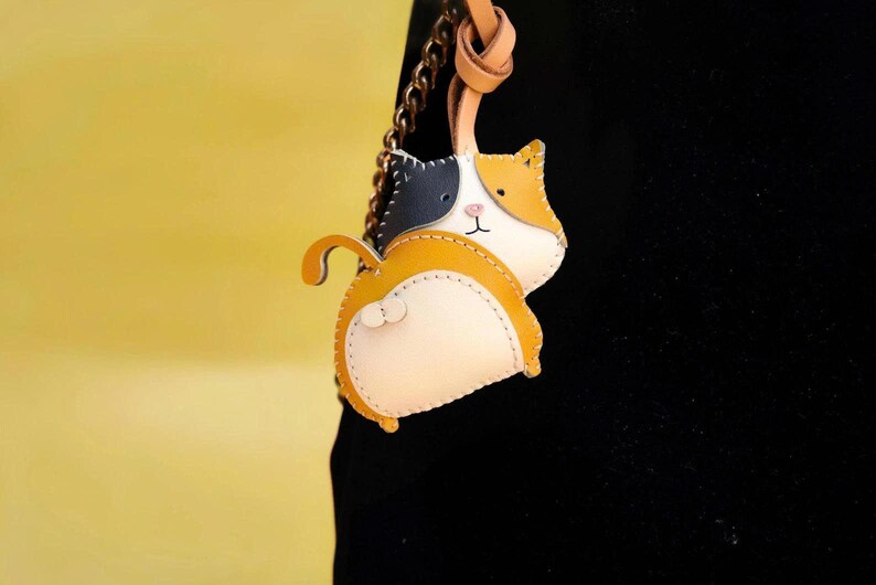 Tuxedo Cat, Bicolor Cat Bag Charm, Unique Microfiber Bag Charm, Cute Key Chain, Handmade Bag Charm, Keychain Gift, Animal Keychain Calico Cat