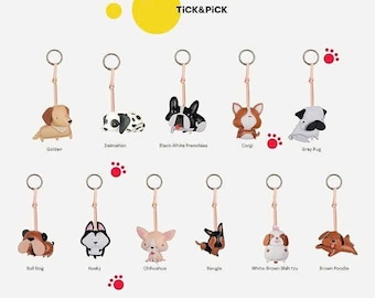 Handmade Vegan Leather Dog Bag Charm, Cute Dog Purse Accessory, Dog Keychain, Dog Mom Gift, Breed Lover Gift, Tickpick Collection