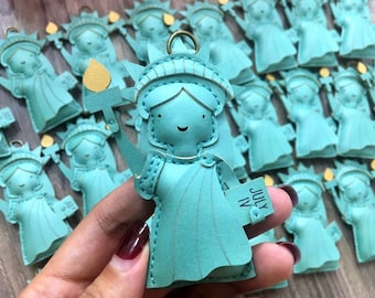 Statue of Liberty Vegan Leather Keychain, Lady Liberty Purse Charm, America 250th Birthday Patriotic Gift Bag Charm