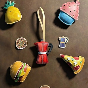 Moka Pot Bag Charm, Food Collection Bag Charm, Unique Microfiber Bag Charm, Handcrafted Key Chain, Gift for Her