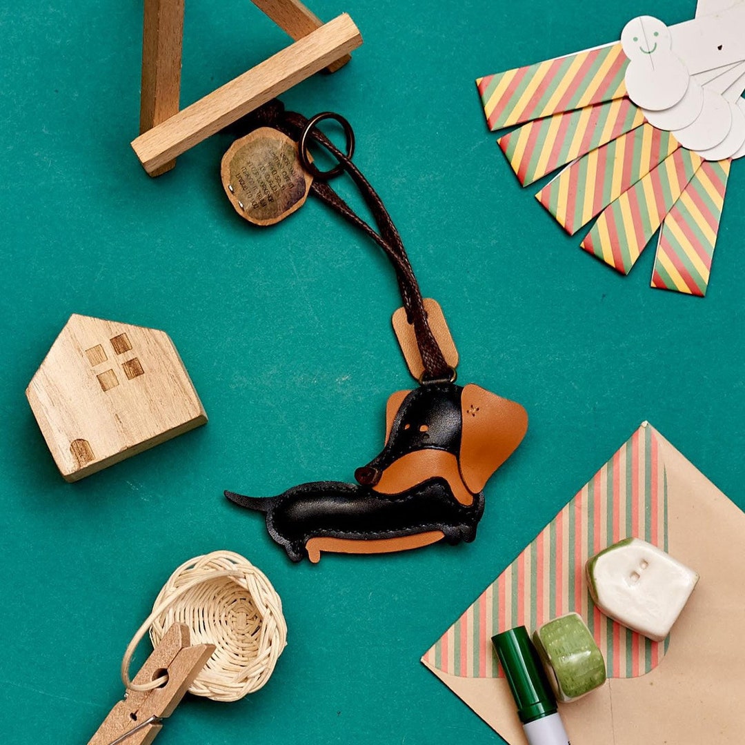 Dachshund Bag Charm, Unique Microfiber Bag Charm, Cute Key Chain