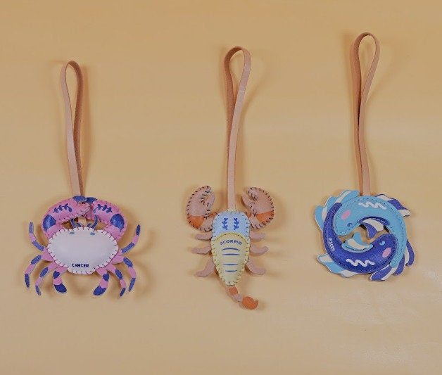Zodiac Signs Bag Charm, Unique Bag Charm, Key Chain, Handmade Bag Charm, Keychain Gift, Handbag Charm, Astrological Signs Purse Charm
