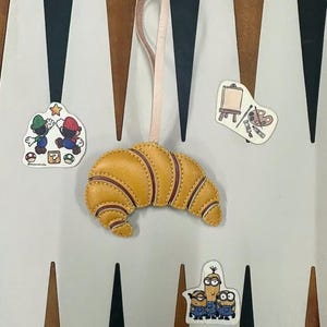 Croissant Bag Charm, French Fried Bag Charm, Donut Keychain, Foodie Collection Bag Charm, Unique Microfiber Bag Charm, Food Lover&#39;s Gift