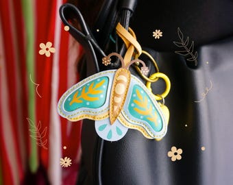 Handmade Insect Bag Charm: Eco-Friendly Leather Keychain Gift