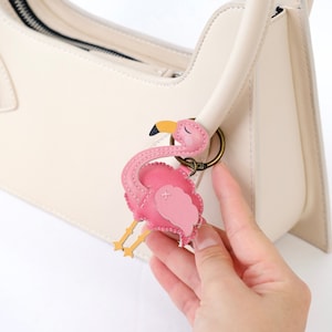 Flamingo Bag Charm, Unique Bag Charm, Cute Key Chain, Handmade Bag Charm, Keychain Gift, Animal Keychain, Unique Small Gift for Her