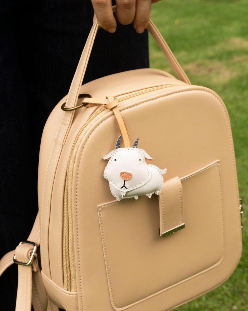 Panda Cute Bag Charm, Unique Microfiber Bag Charm, Cute Key Chain, Handmade Bag Charm, Keychain Gift, Animal Keychain Goat