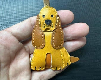 Hand Sewn Cocker Spaniel Bag Charm: Eco-Friendly Dog Lover Keychain