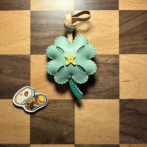 Clover Bag Charm, Microfiber Vegan Bag Charm, Keychain Gift, Handmade Bag Charm, Keychain Gift, Handbag Charm, Gift for Her