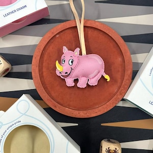 Pink Rhinoceros Bag Charm, Unique Microfiber Bag Charm, Handmade Bag Charm, Keychain Gift, Unique Keychain, Unique Small Gift, Gift for Her