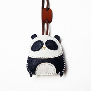Panda Cute Leather Charm, Unique Bag Charm, Cute Key Chain, Handmade Bag Charm, Keychain Gift, Animal Keychain image 5