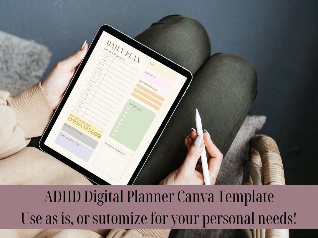 ADHD Planner Digital Template Canva Editable Daily - Etsy Australia
