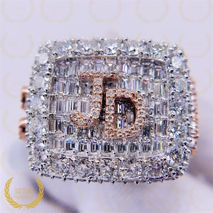 Custom Numbers/Letter Championship Ring, Full Ice out Ring, Real VVS Colorless Moissanite Sparkle Ring For Men,Custom Bust down Hip Hop Ring