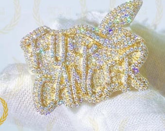 Custom Moissanite Name Ring, Iced Out Hip Hop Style, 14k Gold Plated