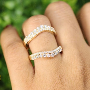 Aggie Ring Enhancer, Moissanite Matching Eternity Ring, Colorless Moissanite Ring Enhancer, Customized Gold Ring For Womens Anniversary Gift