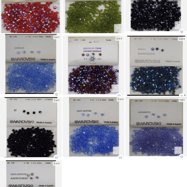 6mm, 12 & 360 beads, alexandrite, Crystal AB, Hyacinth AB, jet, Jet Hematite, lavender, morion AB, vintage Swarovski factory packs, Art 5100