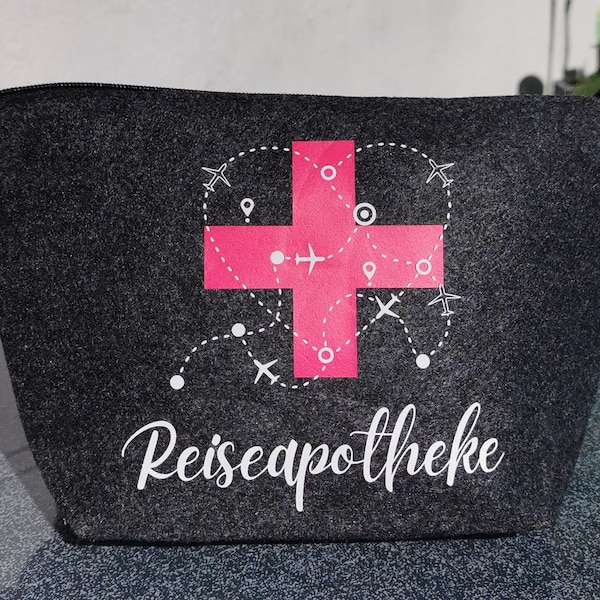 Reiseapotheke Tasche Notfall Medikamente Filz personalisiert