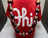 NEW Classic Ohio State Buckeye Necklace with Shiny Beads! 18 High Quality Ohio Buckeyes Included!