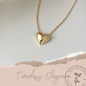 Heart Pendant Necklace 925 Sterling Silver Glossy 14K Gold Plated Anniversary Jewelry
