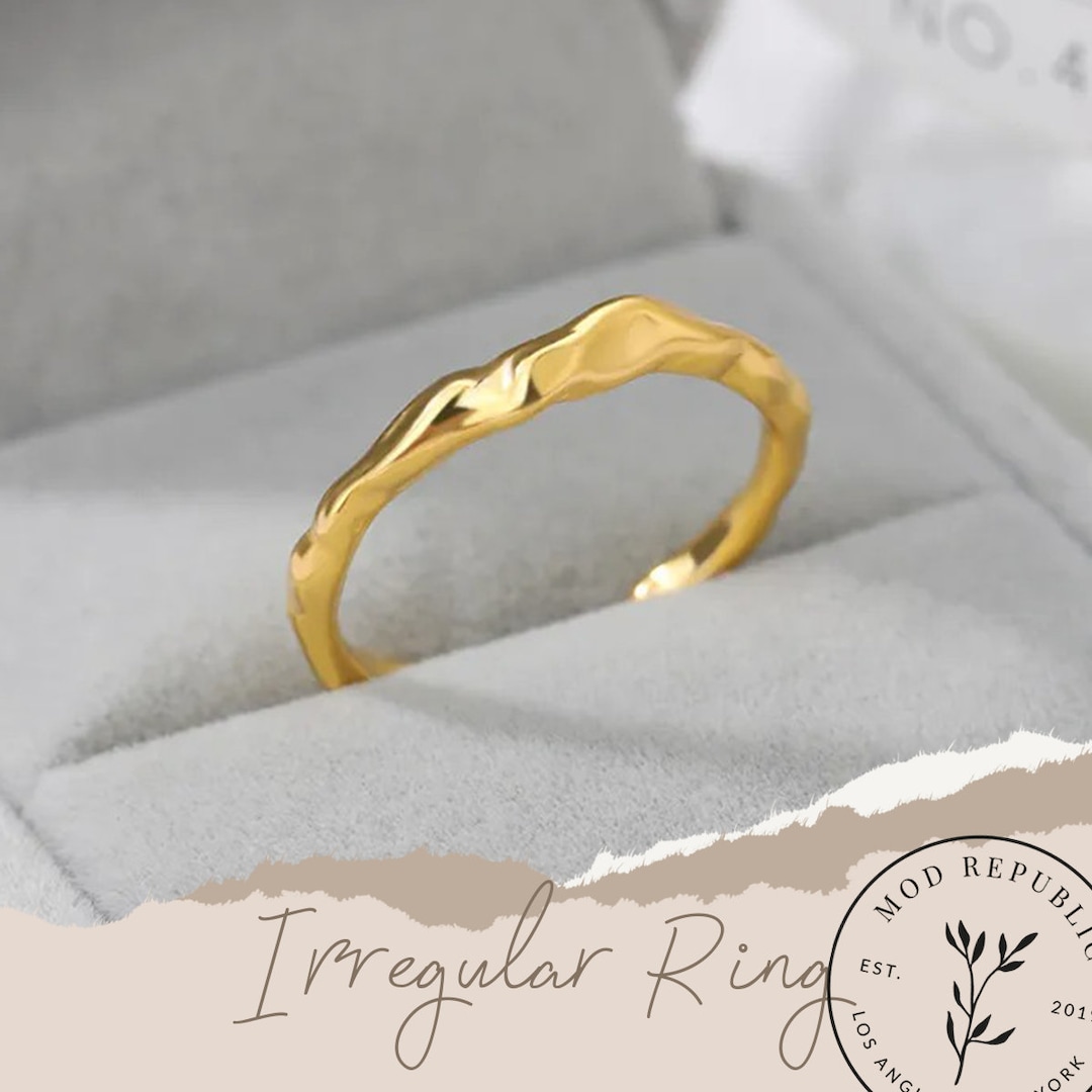 Gold Plated Irregular Ring for Women 2023 - Adjustable Stainless Steel ...