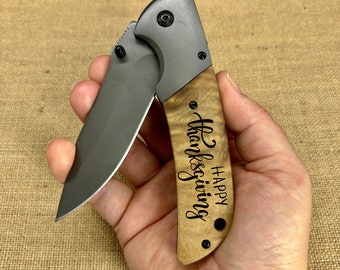 5th anniversary gift for him, Wooden anniversary gift for him, Personalized Knife, wooden anniversary gifts for man, engraved knife