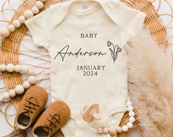Pregnancy Announcement Gift Baby Announcement Onesie Custom Baby Bodysuit New Mom Gift Neutral Baby Gift Baby Bodysuit Custom