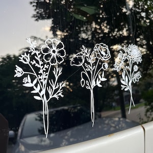 Car Decal Sticker Window Car Accessory Birth Month Flower Decal Glass Cup Sticker Bumper Car Window Decal Flower Sticker Gift Cute Car Decal