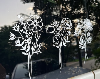 Car Decal Sticker Window Car Accessory Birth Month Flower Decal Glass Cup Sticker Bumper Car Window Decal Flower Sticker Gift Cute Car Decal