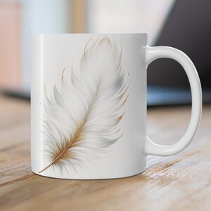 Angel Feather White Watercolor 11oz Coffee Mug Gift image 2