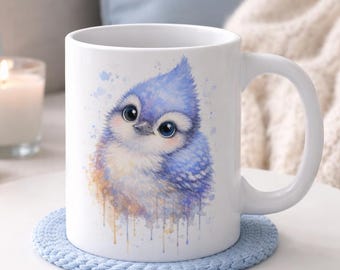 Watercolor Animal Blue Jay Bird 11oz Mug, Watercolor Bird Coffee Mug, Gift for Bird Watchers