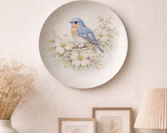 Soft Botanical Art Plate | Cottage Floral Decor Plate | Unbreakable Decorative Dinner Plate | Spring Wall or Table Accent