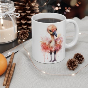 Watercolor Animal Cute Flamingo 11oz Coffee Cup Mug for Gift Watercolor Flamingo Lovers image 8