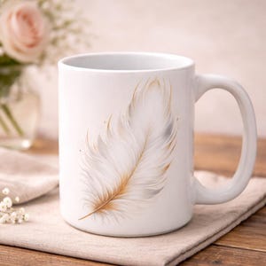 Angel Feather White Watercolor 11oz Coffee Mug Gift image 1
