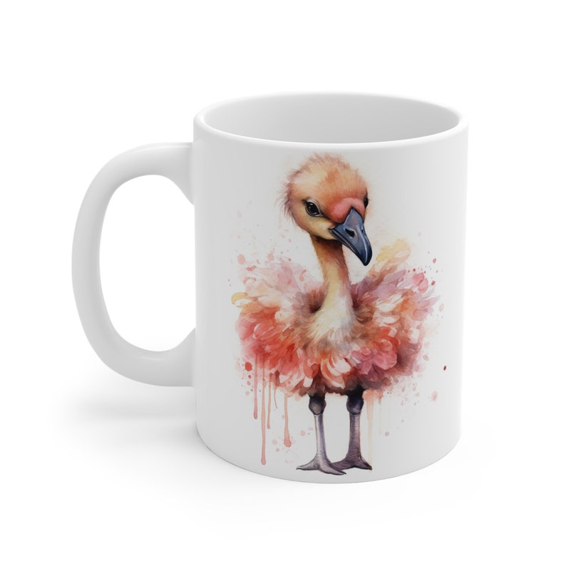 Watercolor Animal Cute Flamingo 11oz Coffee Cup Mug for Gift Watercolor Flamingo Lovers image 2