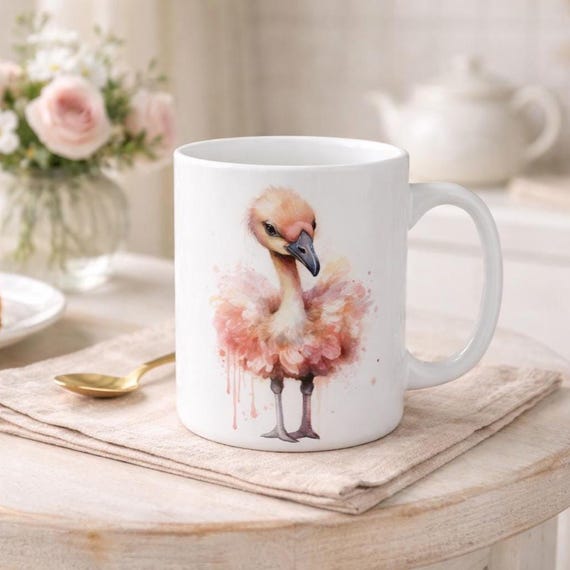 Watercolor Animal Cute Flamingo 11oz Coffee Cup Mug for Gift Watercolor Flamingo Lovers