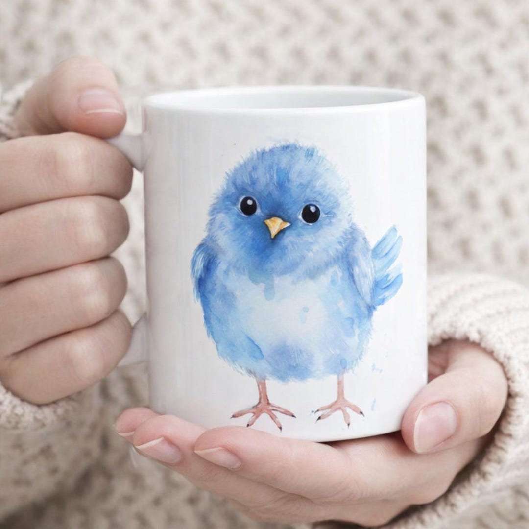 Watercolor Animal Baby Blue Bird 11oz Coffee Mug: Watercolor Bird Lover ...