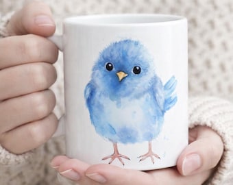 Watercolor Animal Baby Blue Bird 11oz  Coffee Mug: Watercolor Bird Lover Gift