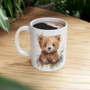 Watercolor Animal Baby Bear Cub 11oz Coffee Mug Gift for Bear and animal Lovers Water Color