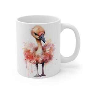 Watercolor Animal Cute Flamingo 11oz Coffee Cup Mug for Gift Watercolor Flamingo Lovers image 7