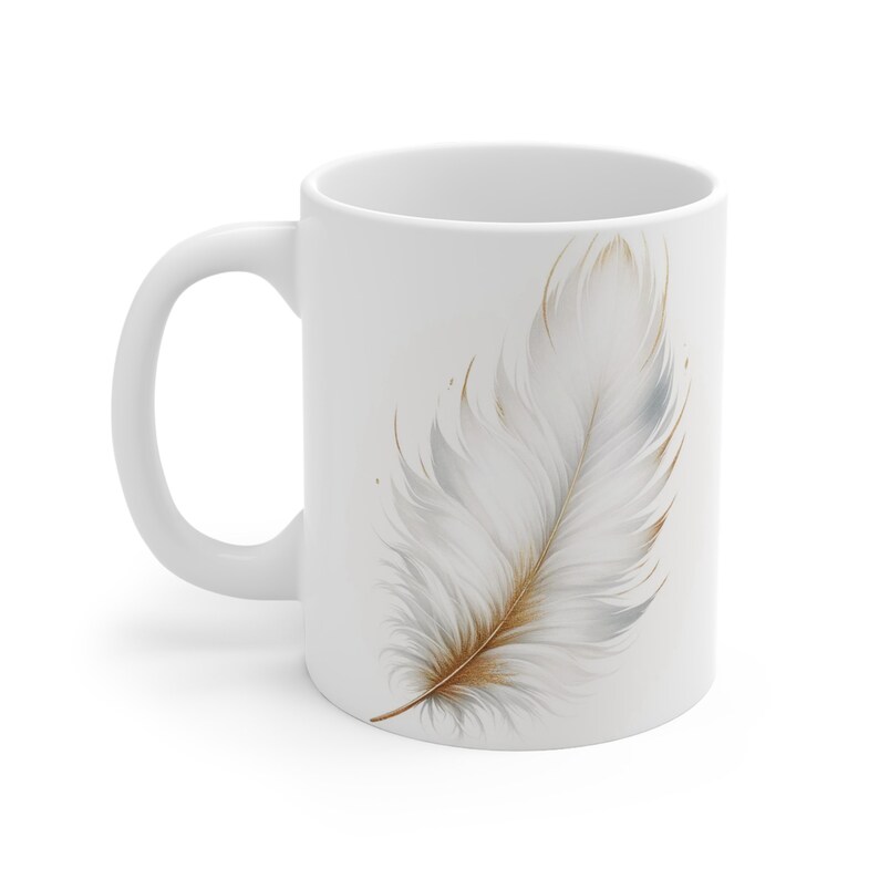 Angel Feather White Watercolor 11oz Coffee Mug Gift image 4