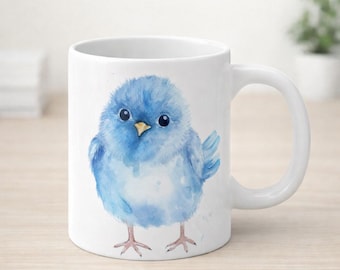 Watercolor Bluebird Mug 11oz, Baby Blue Bird Coffee Mug, Bird Lover Gift, Cute Bird Mug, Nature Lover Mug, Bluebird Art Cup