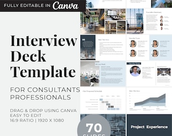 Canva Interview Deck Presentation Template for Professional Services | Win Over Clients with our Canva Template for Consultant Interviews