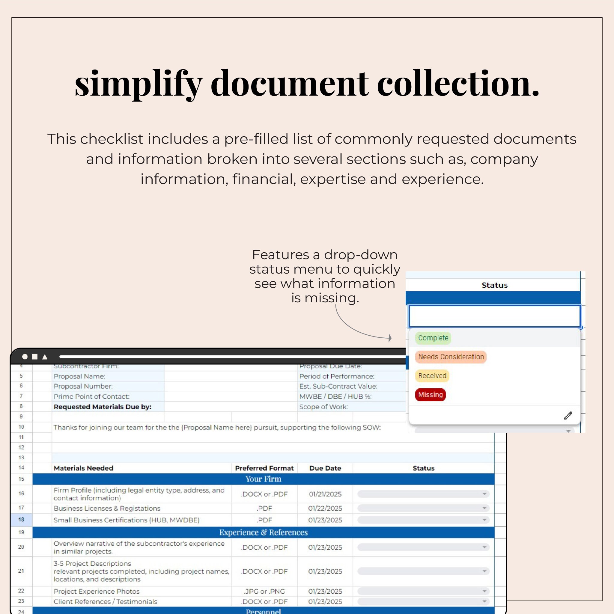 Subcontractor Proposal RFI Request for Document Information Collection ...