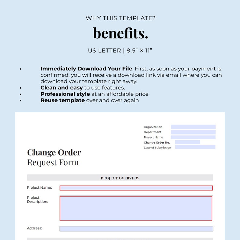 Change Order Request Form for Construction Projects Capture Approval