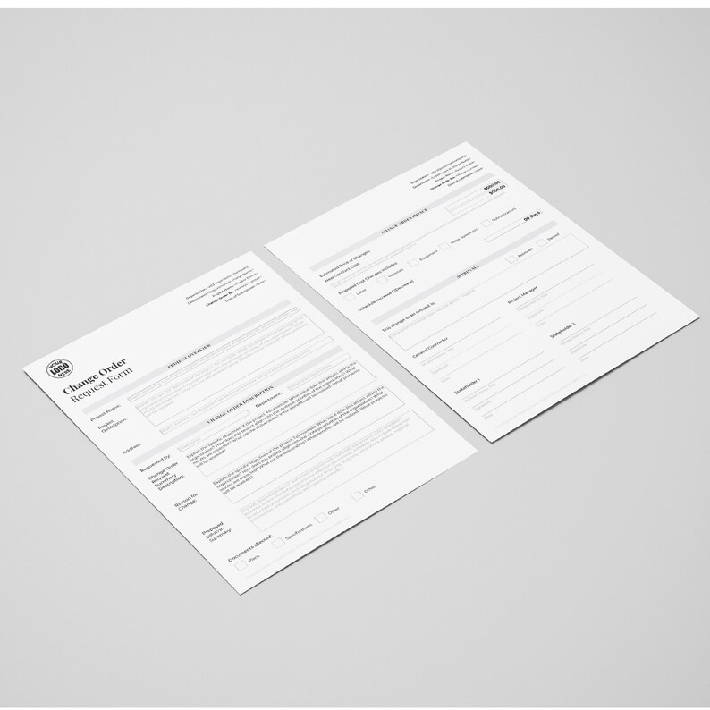 Change Order Request Form for Construction Projects Capture Approval